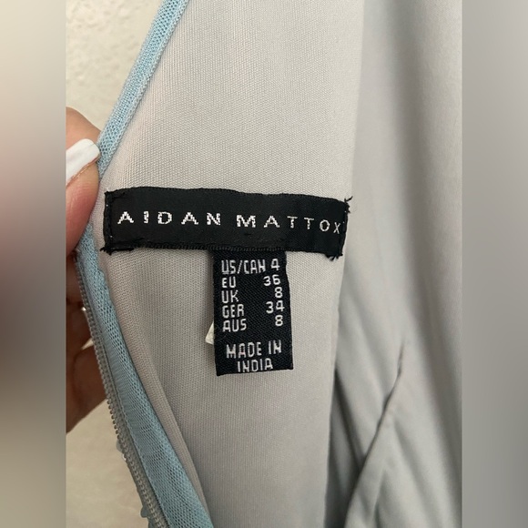 Gorgeous Aidan Mattox Prom Wedding Evening Gown Blue Gray Sequins Beads Size 4 - Picture 8 of 16